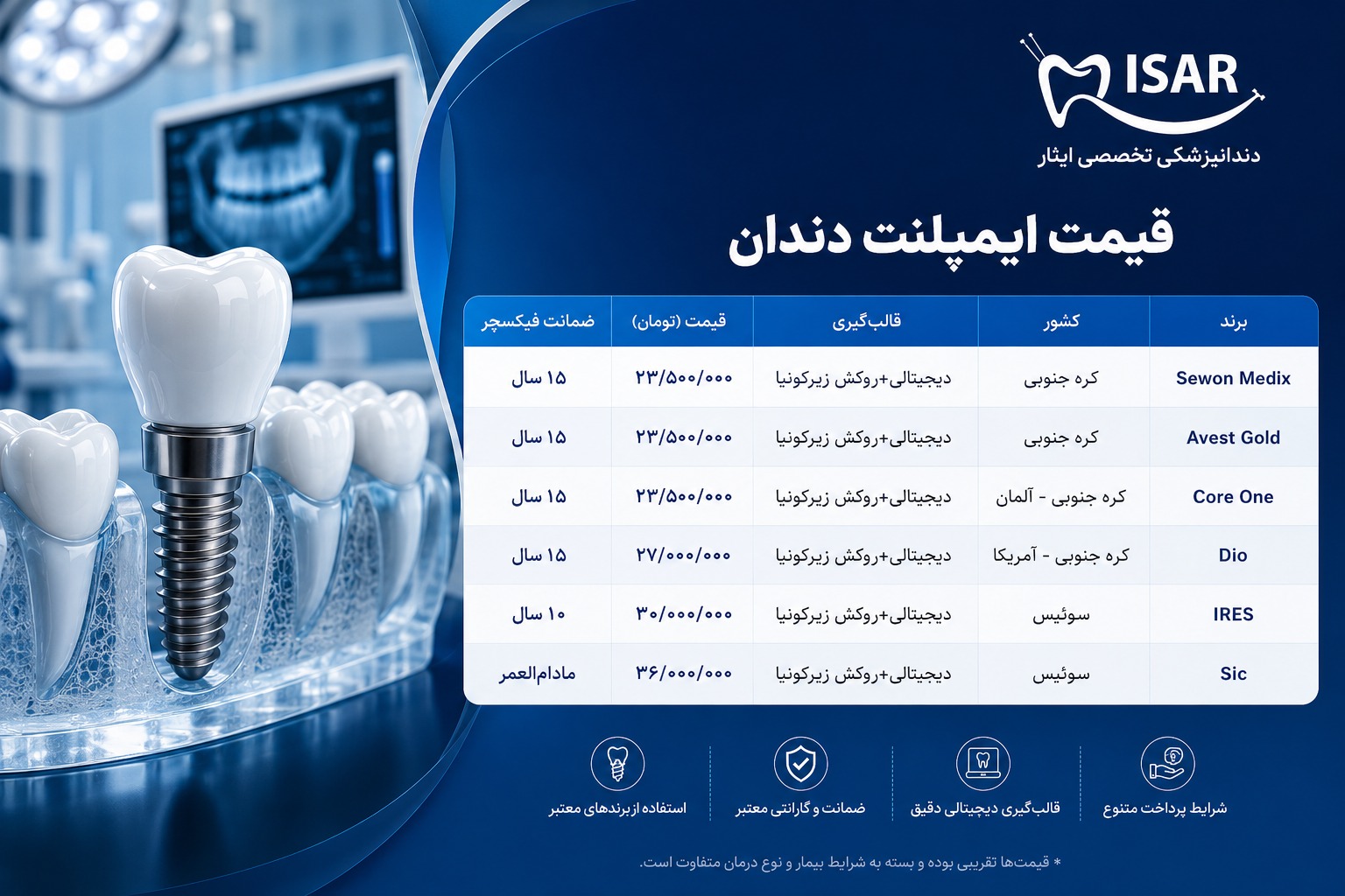 قیمت ایمپلنت دندان